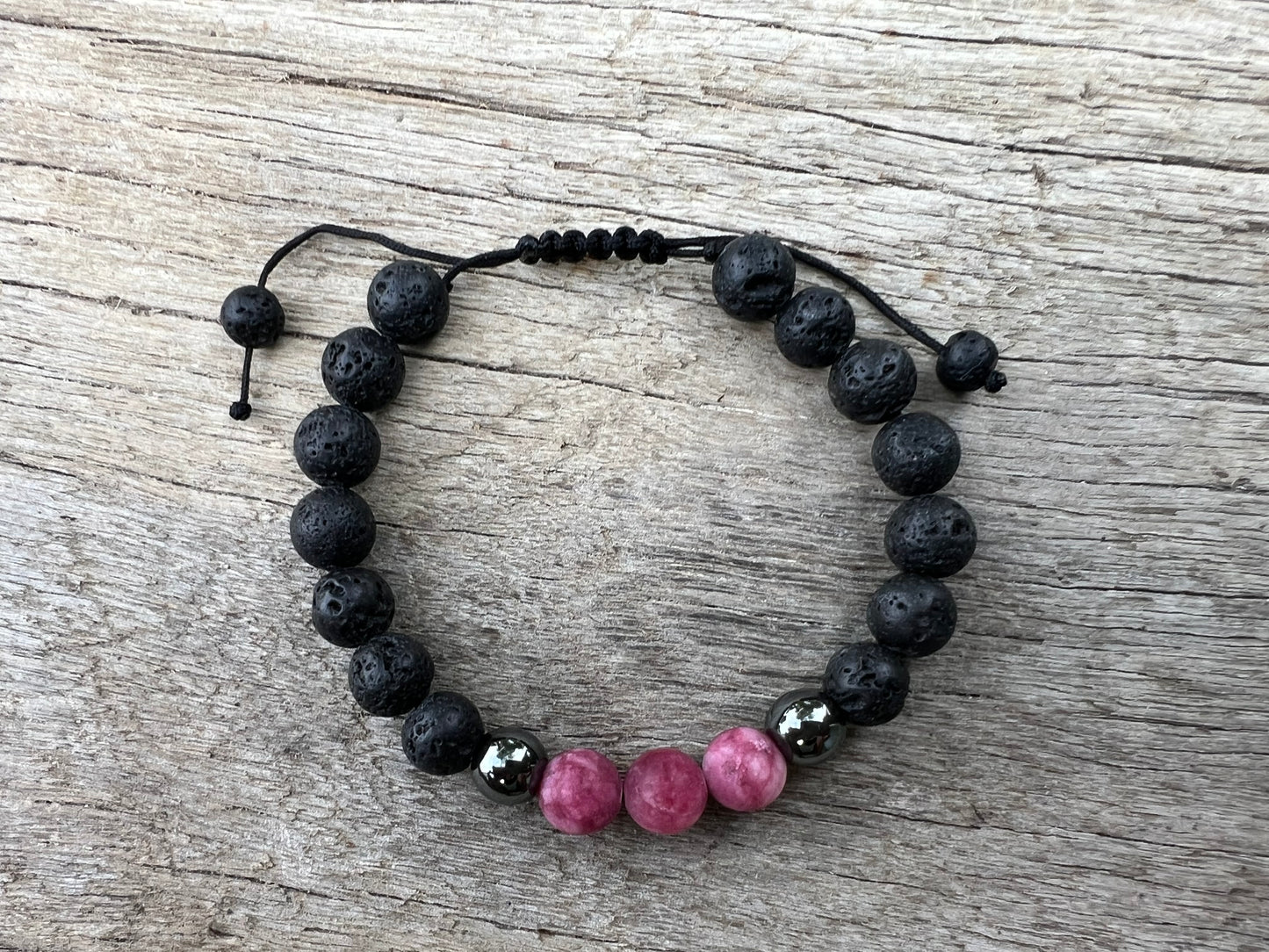 Deep Mulberry Jasper Lava Hematite Gemstone Bracelet