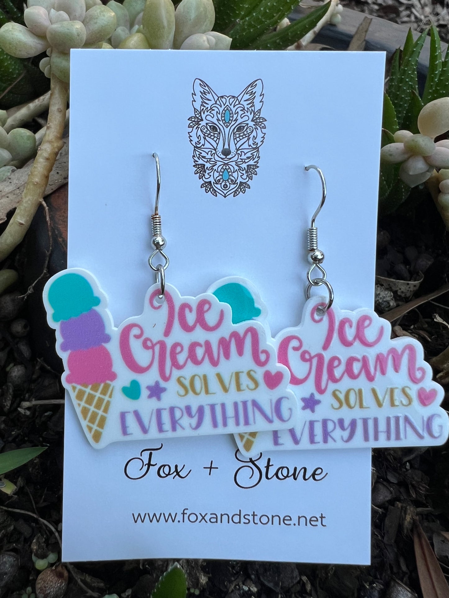 Ice Cream Solves Everything Earrings