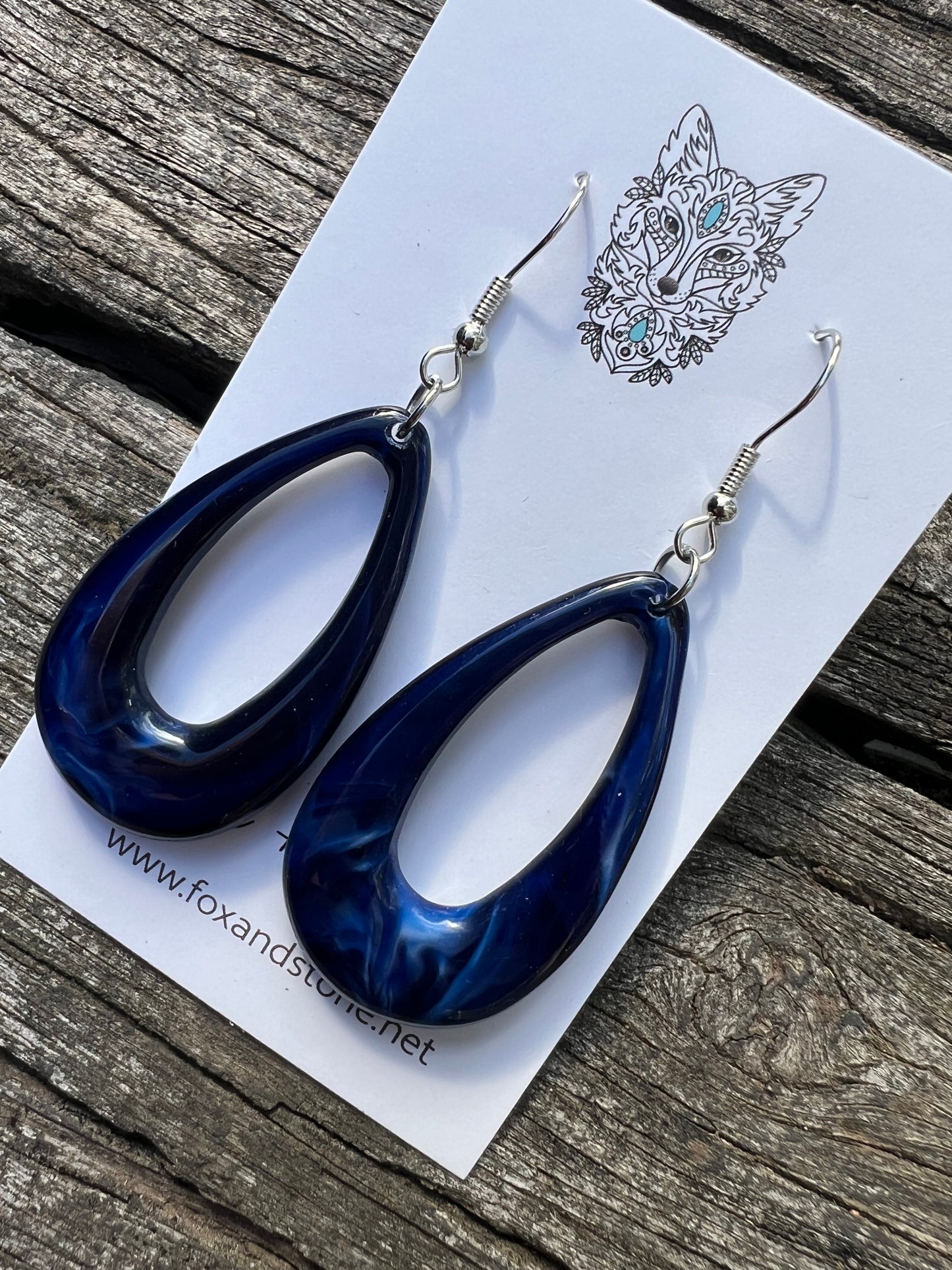 Blue Swirl Oval Teardrop Dangles