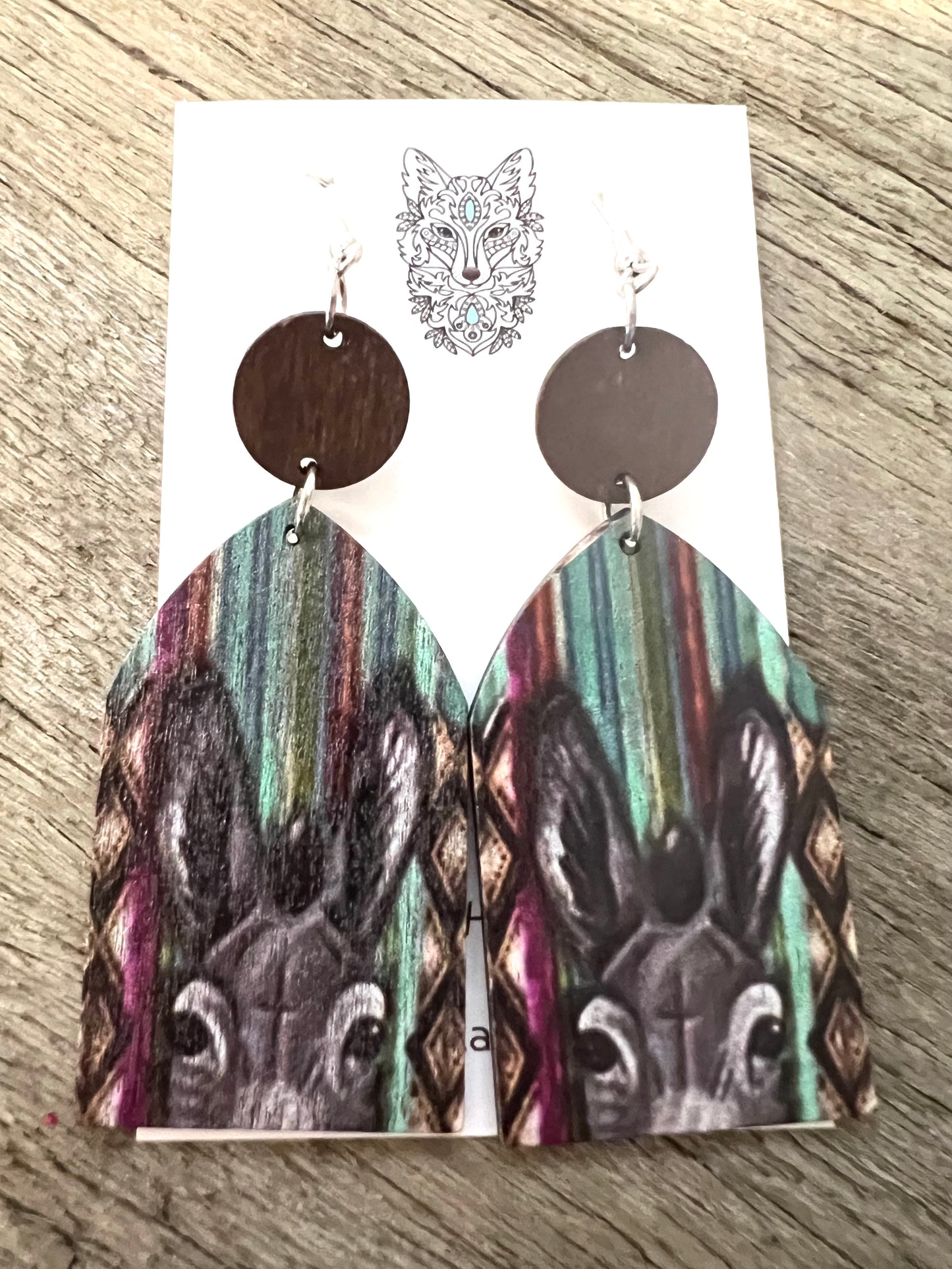 Peeking Donkey Natural Wood Earrings