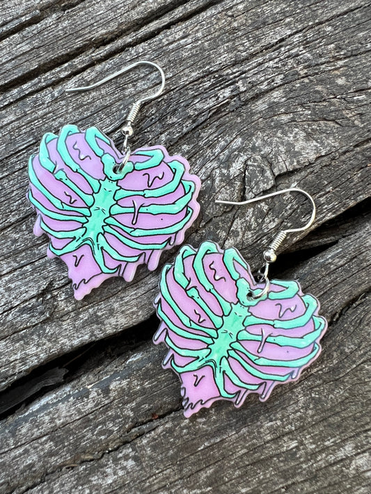 Heart Skeleton Halloween Earrings