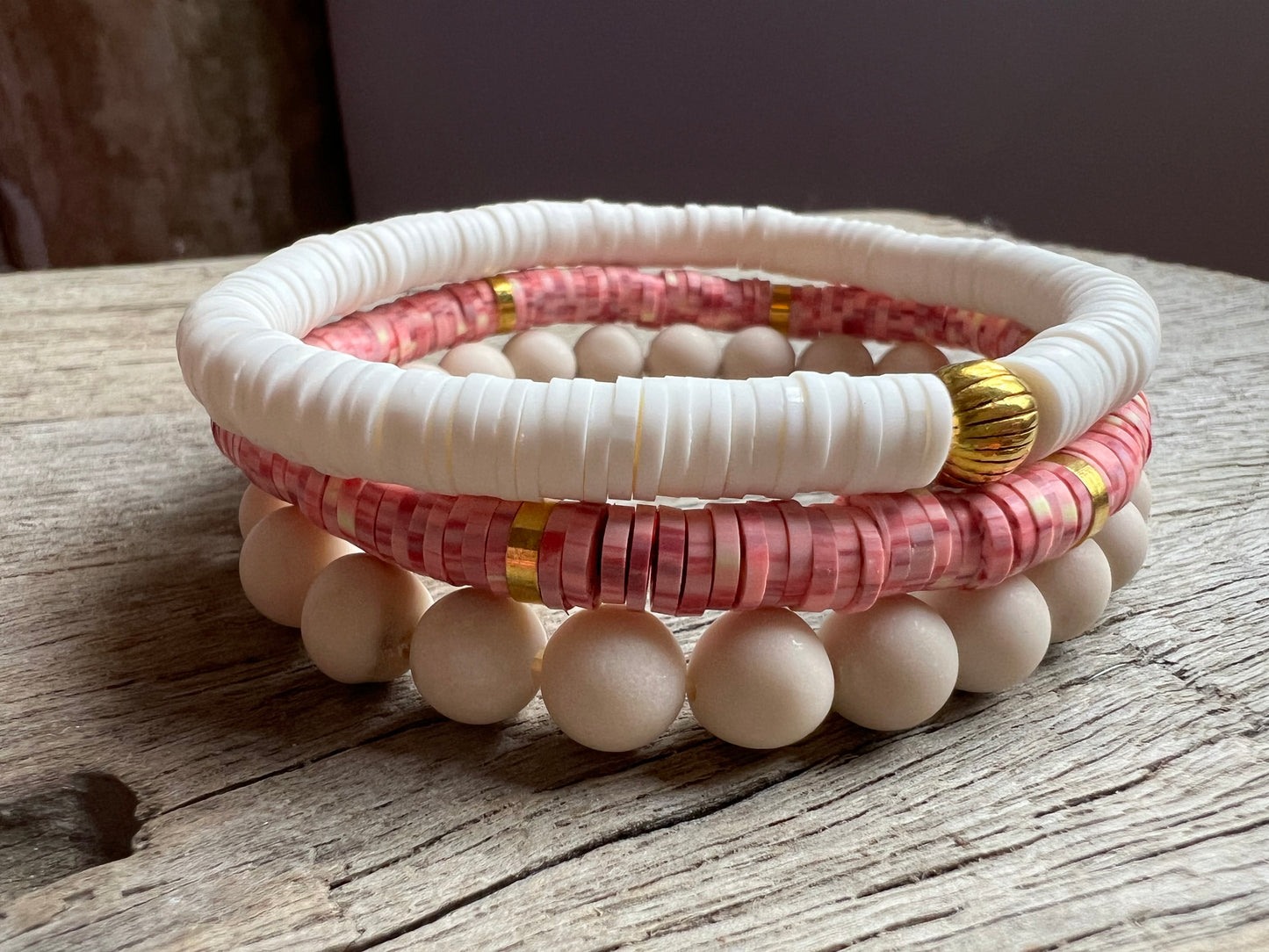 Clay Heishi Beads Stetch Bracelet Set