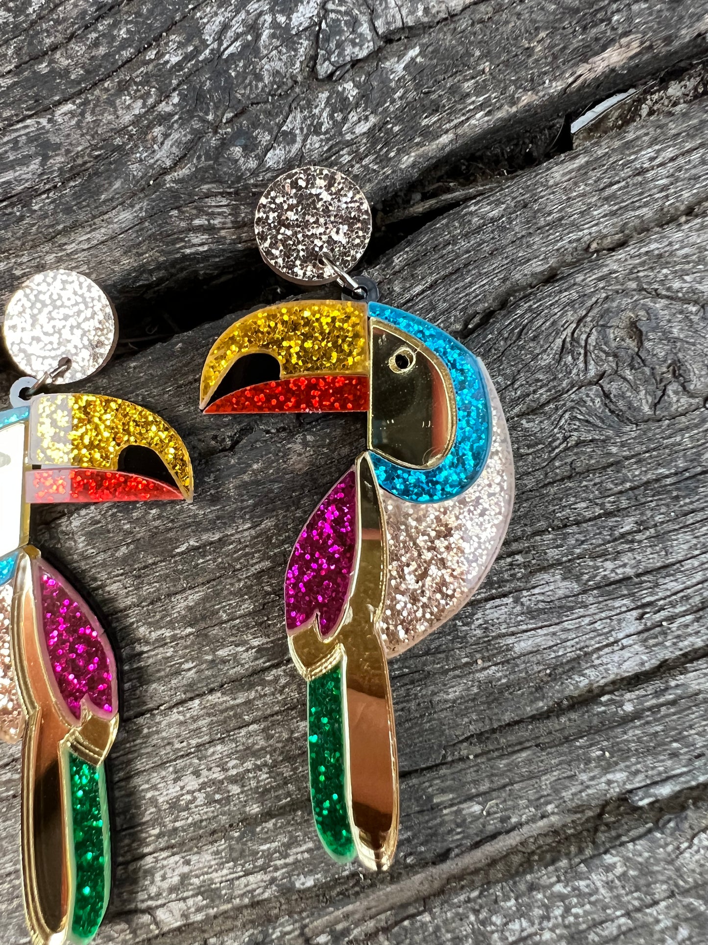 Bold Parrot Mirror Earrings