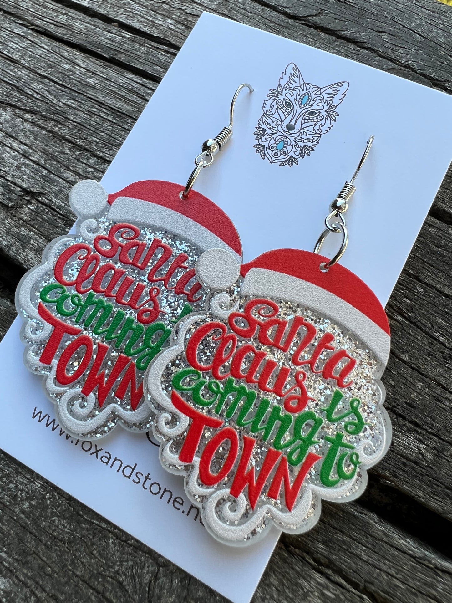 Santa Claus Is Coming Resin Earrings