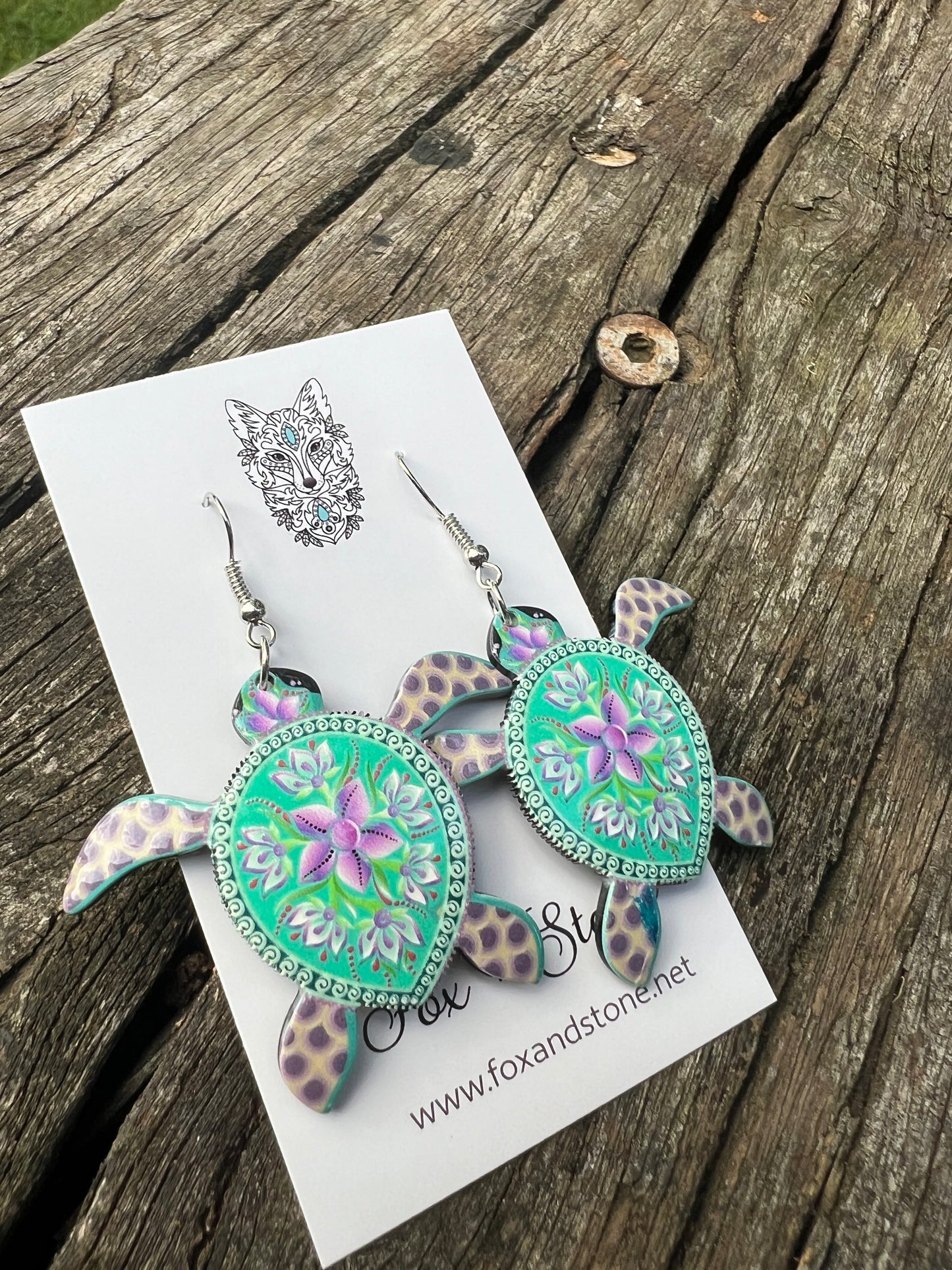 Pretty Floral Turtle Earrings