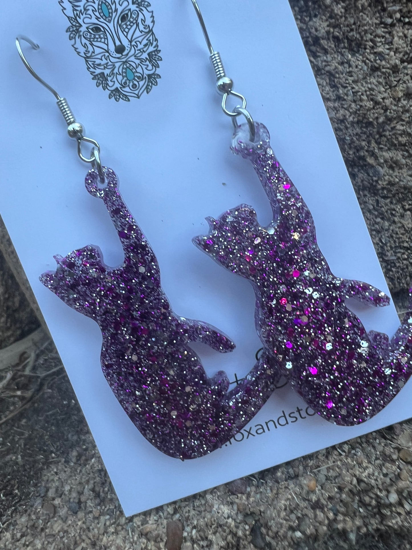 Glitter Cats Four Earrings