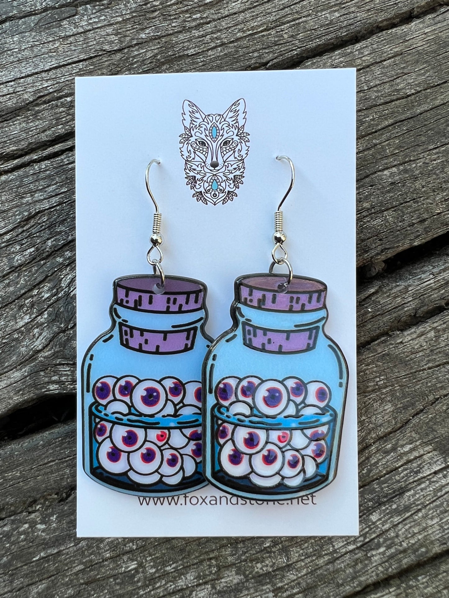 Jar of Eyeballs Halloween Earrings