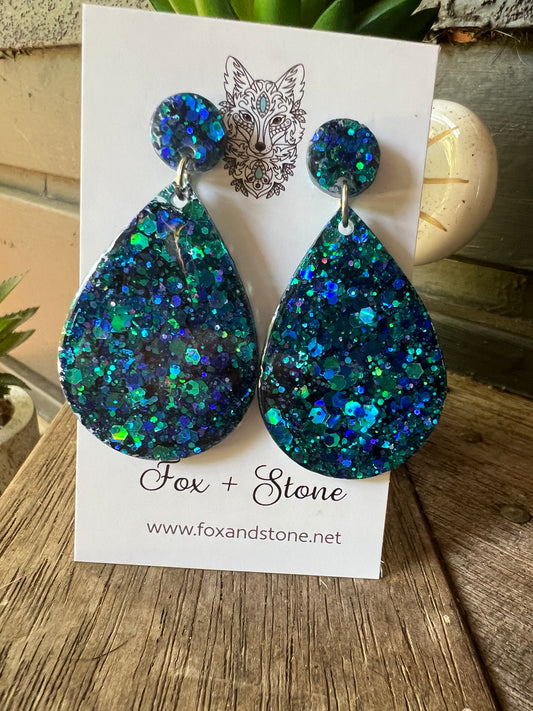 Bombay Blue Glitter Delights Resin Earrings