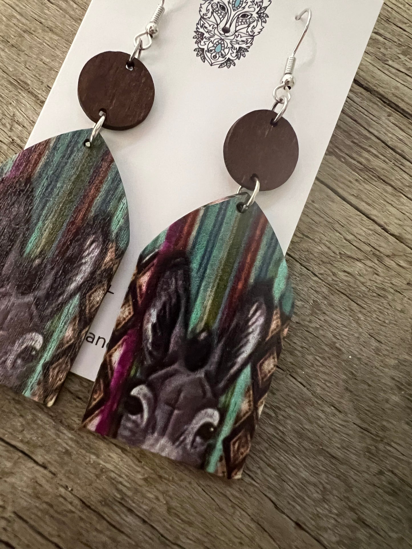 Peeking Donkey Natural Wood Earrings