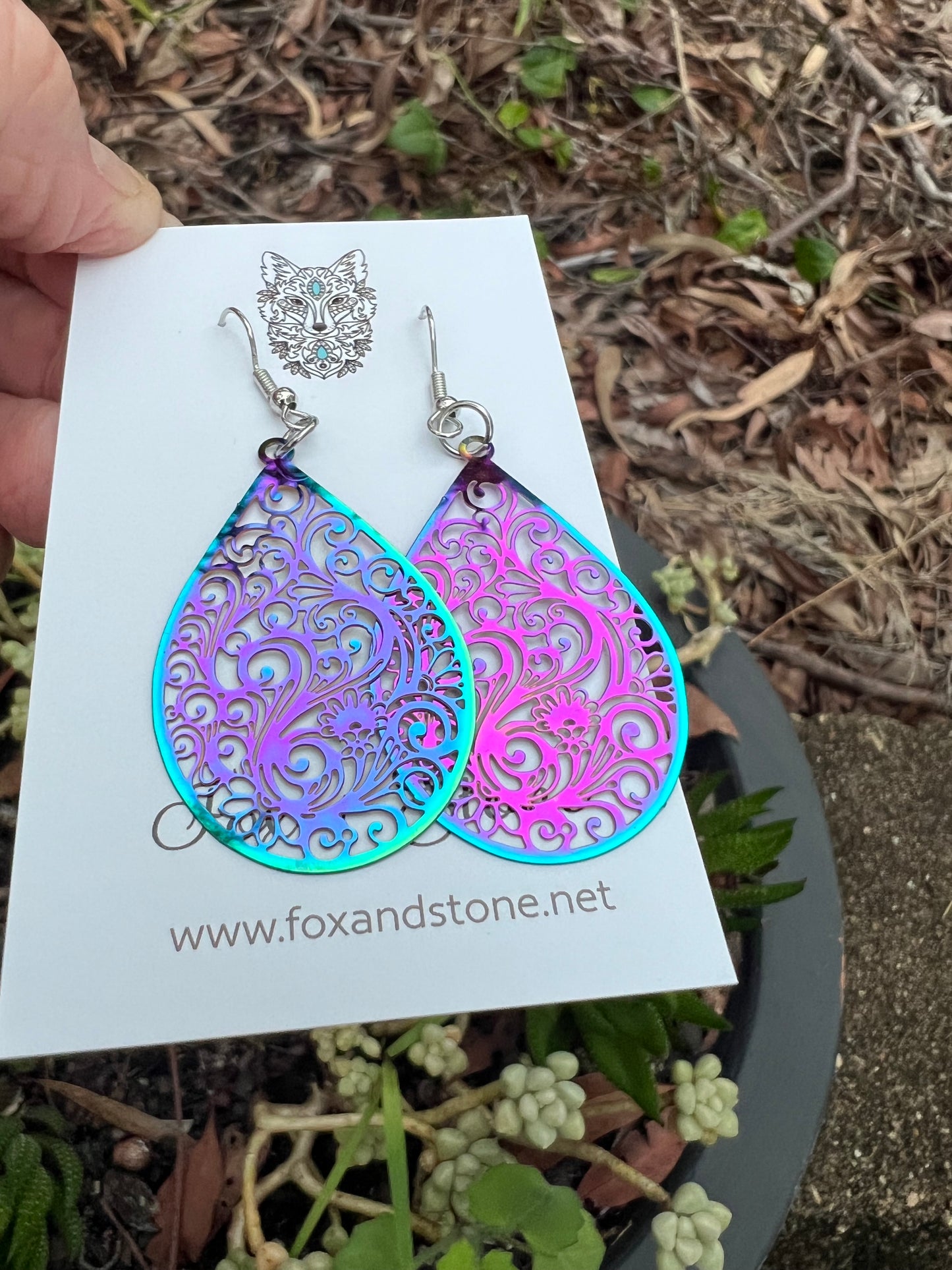 Holly Iridescent Filigree Earrings