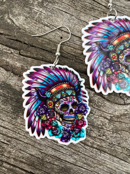 Stunning Skull Headdresses Earrings
