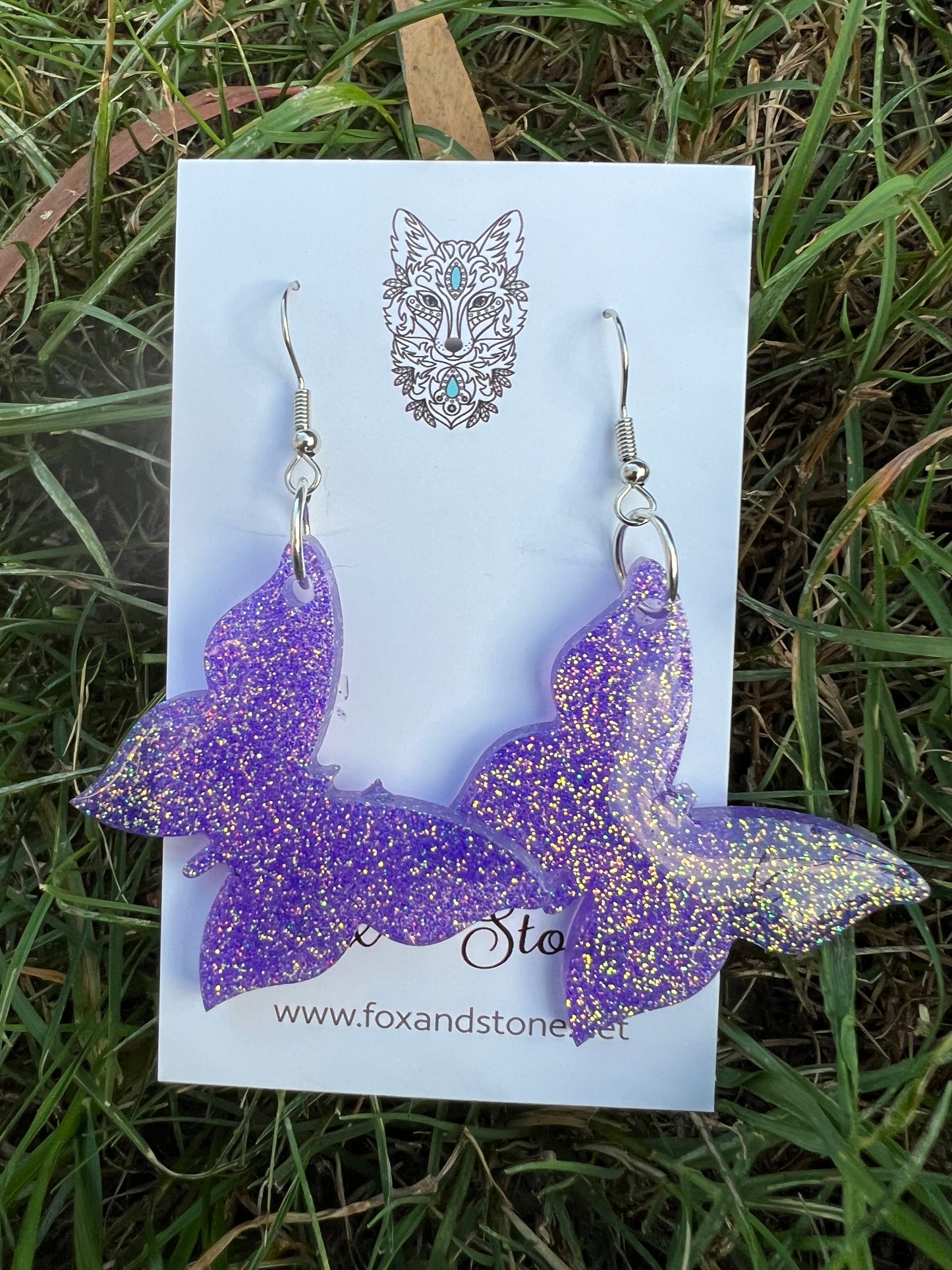 Sorbet Holographic Glitter Butterfly Earrings
