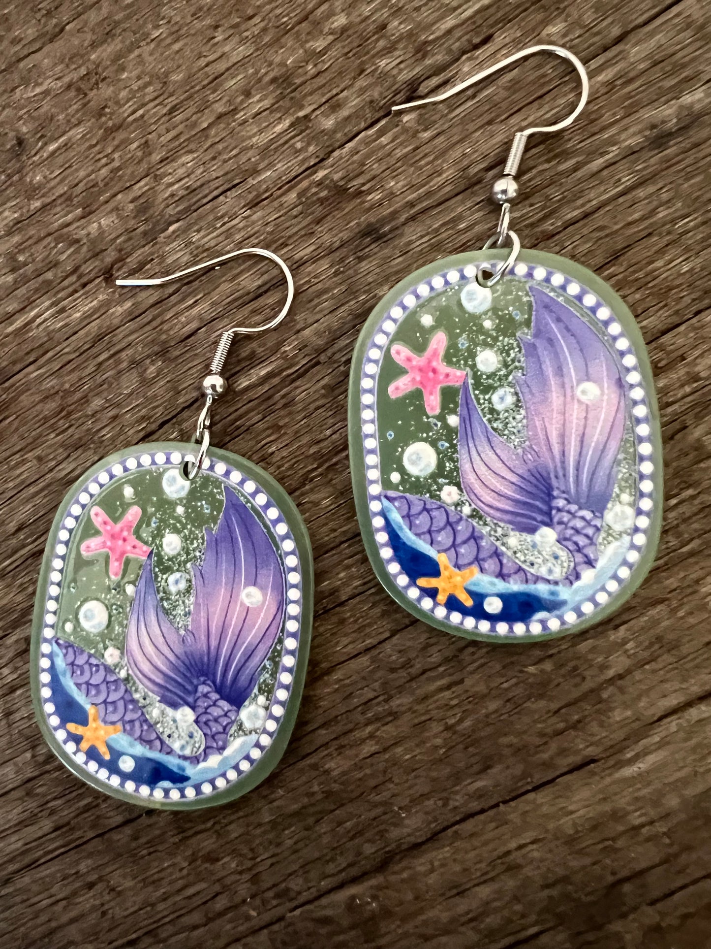 Mermaid Tail Ocean Earrings