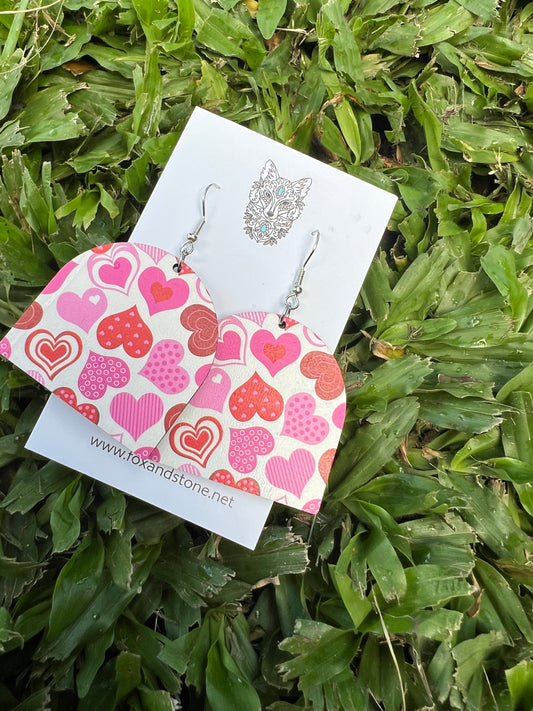MBeautiful Wood Pink Heart Earrings