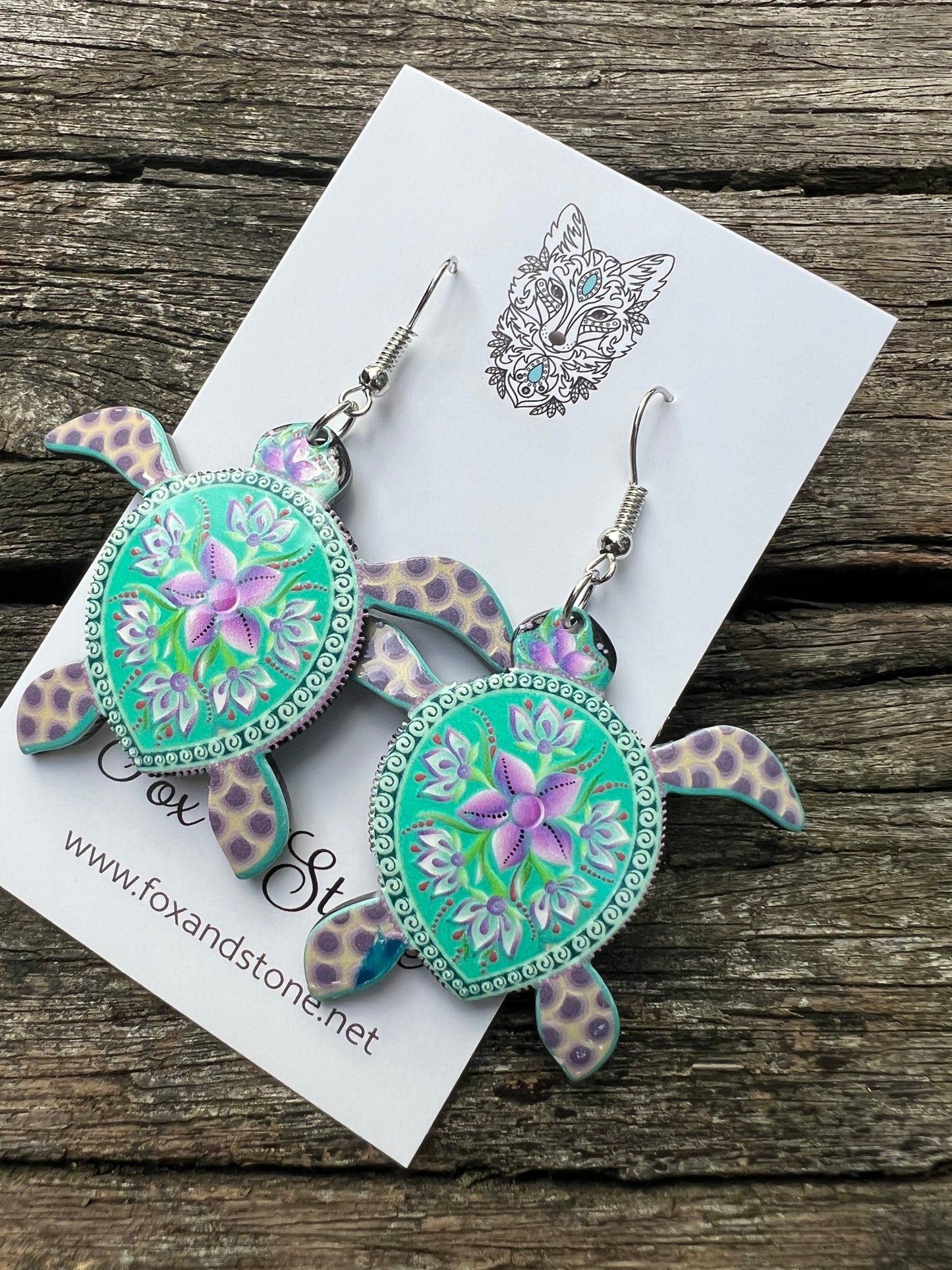 Pretty Floral Turtle Earrings
