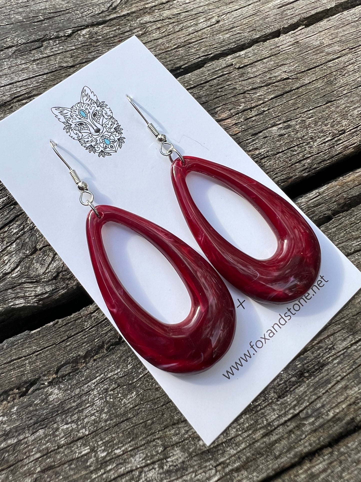 Garnet Swirl Oval Teardrop Dangles