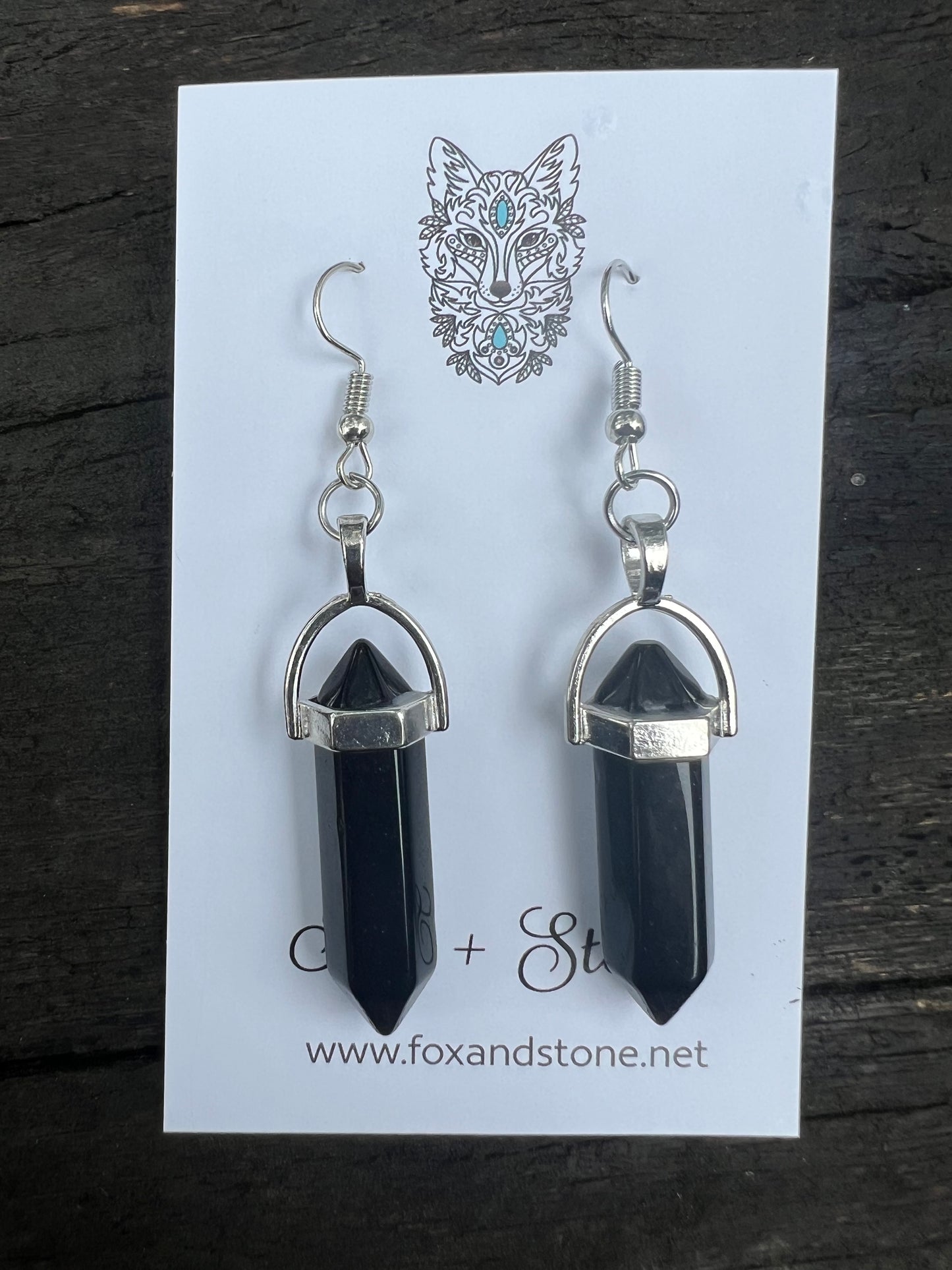Onyx Gemstone Bullet Point Earrings