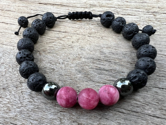 Deep Mulberry Jasper Lava Hematite Gemstone Bracelet