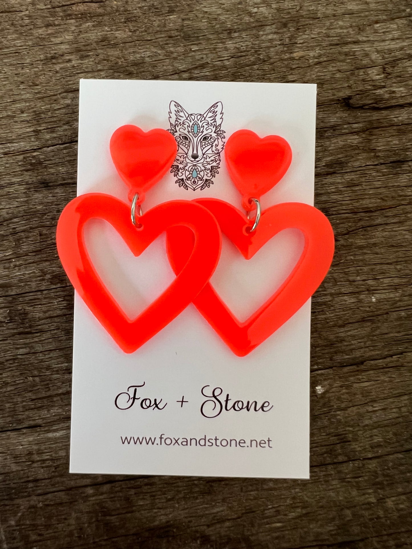 Heart To Heart Fluro Orange Earrings