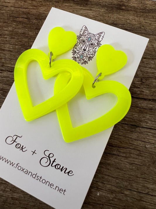 Heart To Heart Neon Earrings