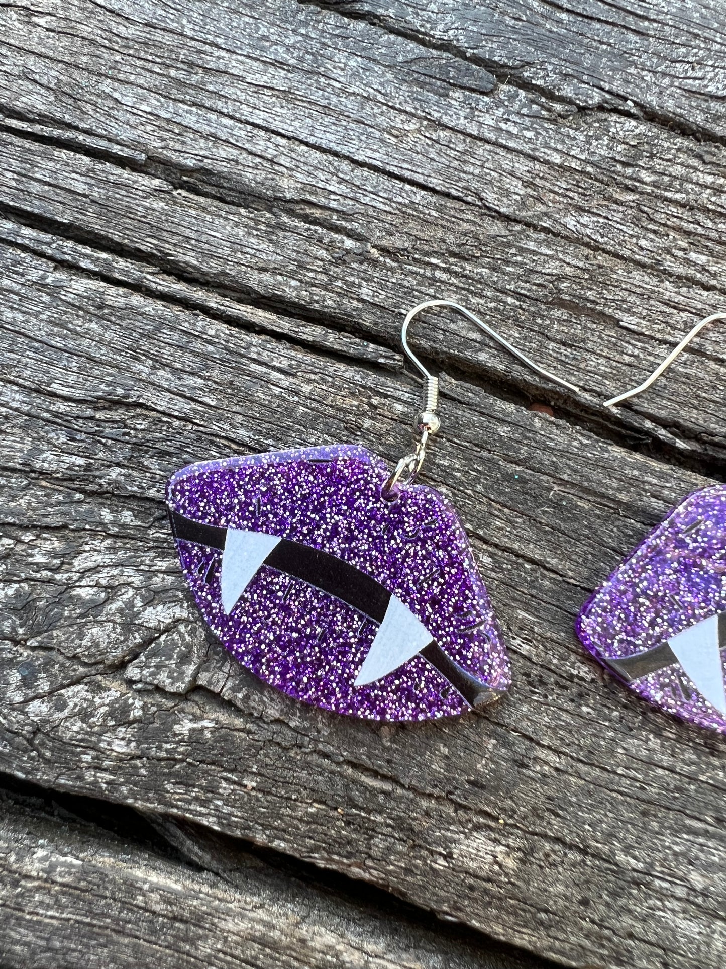 Glitter Fangs Halloween Earrings