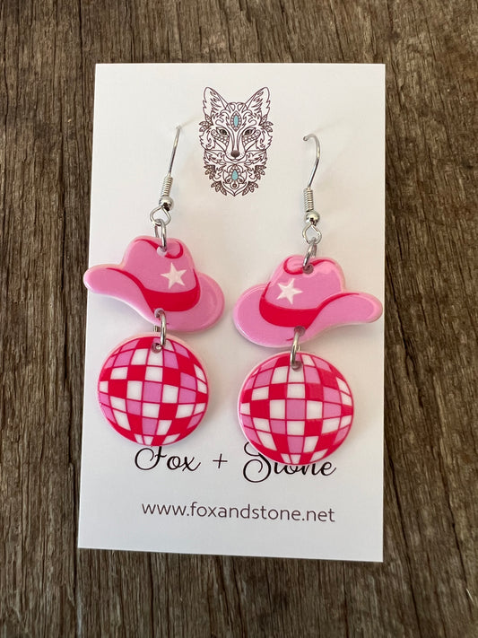 Disco Cowgirl Resin  Earrings