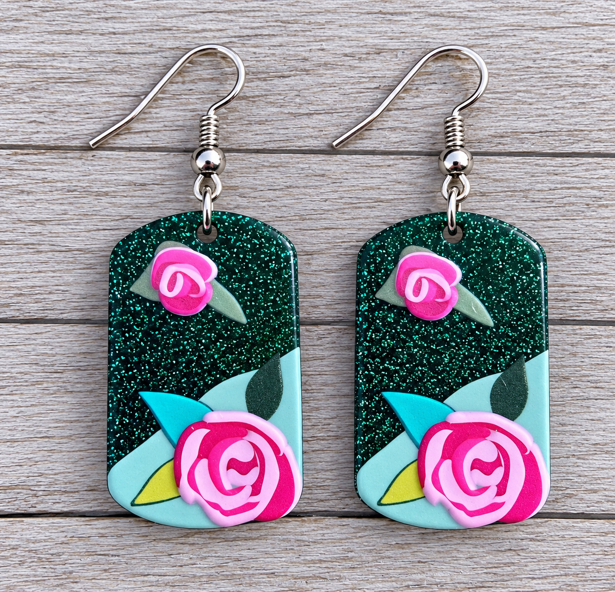 Glitter Rose Earrings