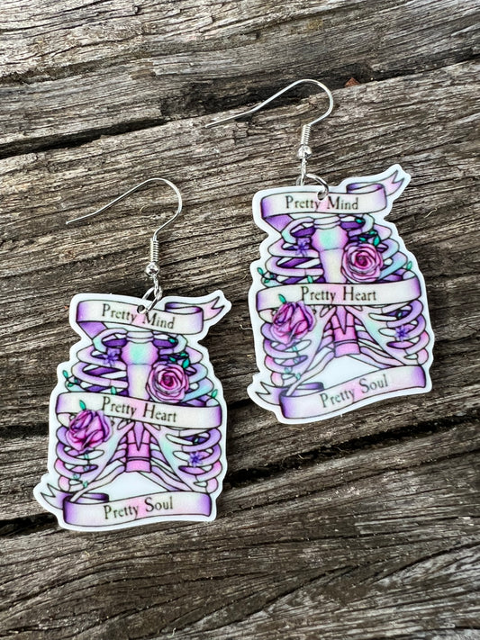 Pretty Purple Heart Halloween Earrings