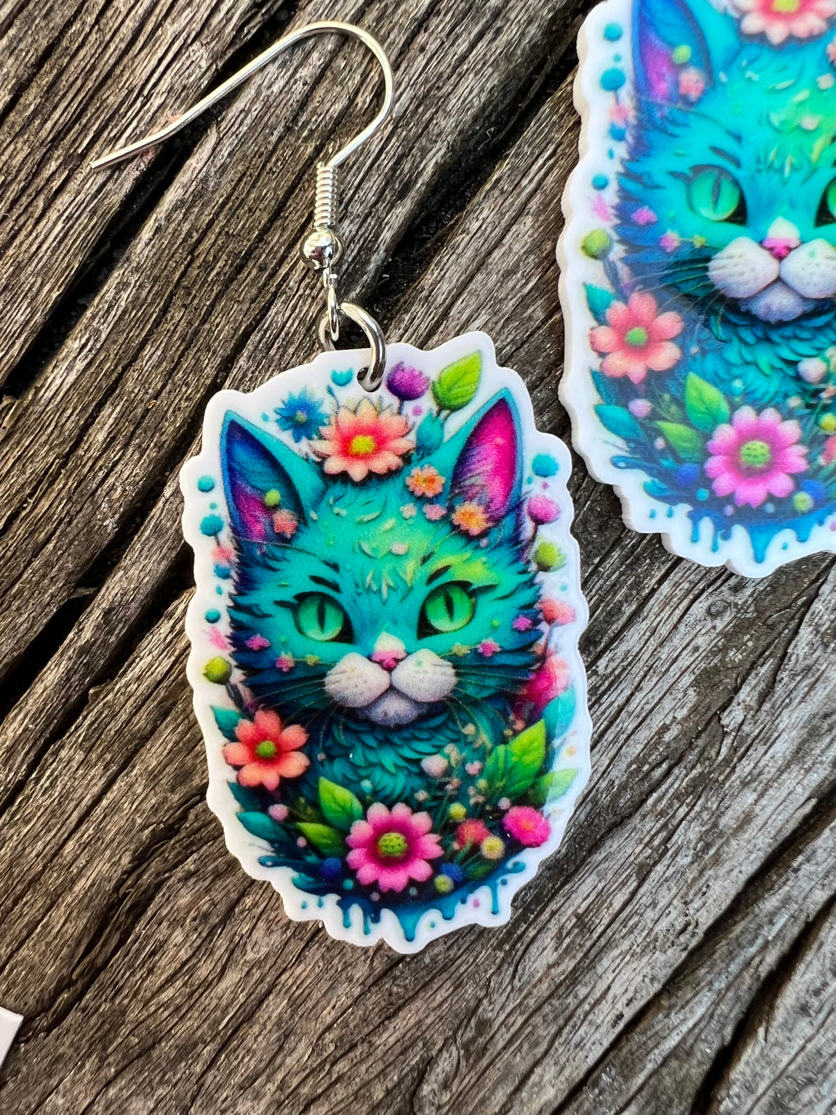 Pretty Floral Cat Earrings
