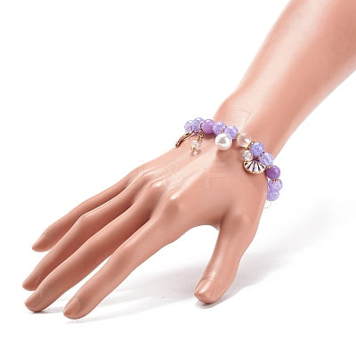 Purple Ocean Whale Tail Beaded Bracelet