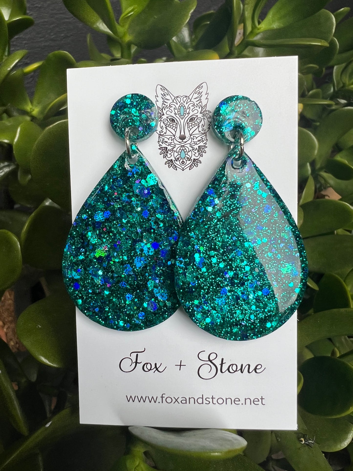 Teal Glitter Delights Resin Earrings