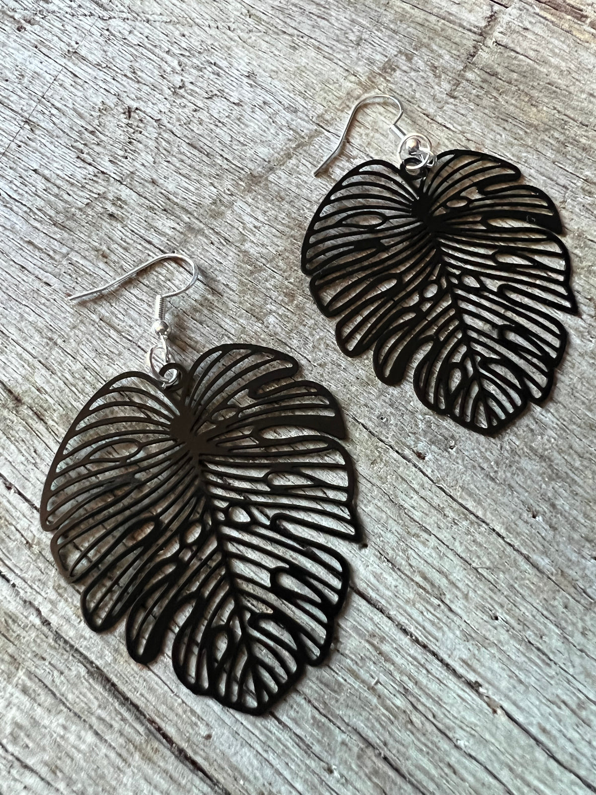 Athena Black Leaf Earrings