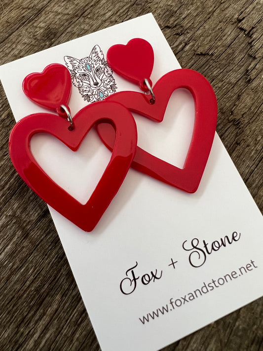 Heart To Heart Red Earrings