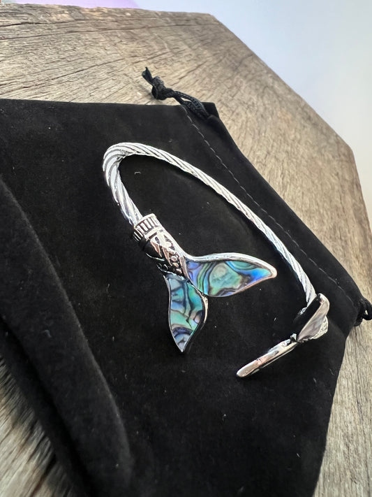 Stunning Mermaid Whale Tail Silver Bracelet