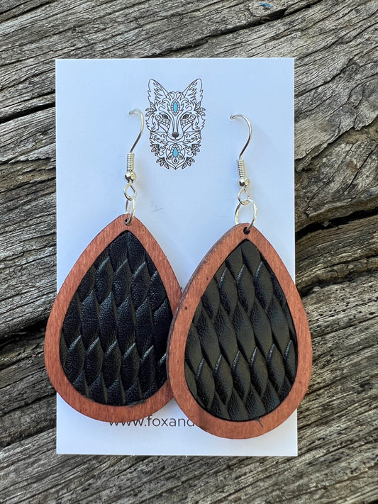 Petra Patterned Wood Earrings