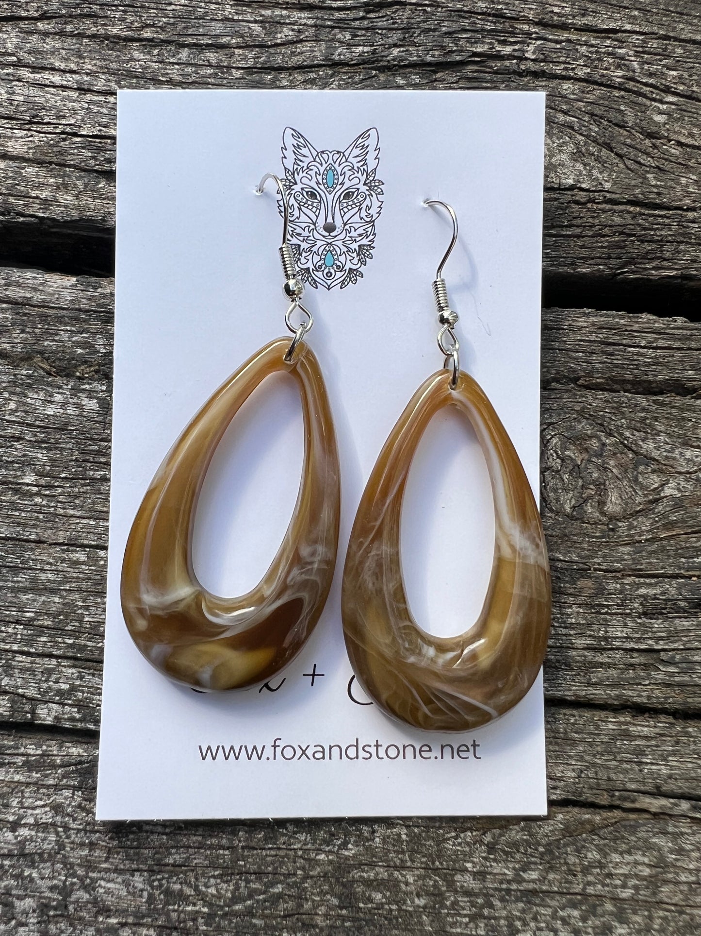 Walnut Swirl Oval Teardrop Dangles