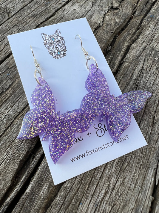 Sorbet Holographic Glitter Butterfly Earrings