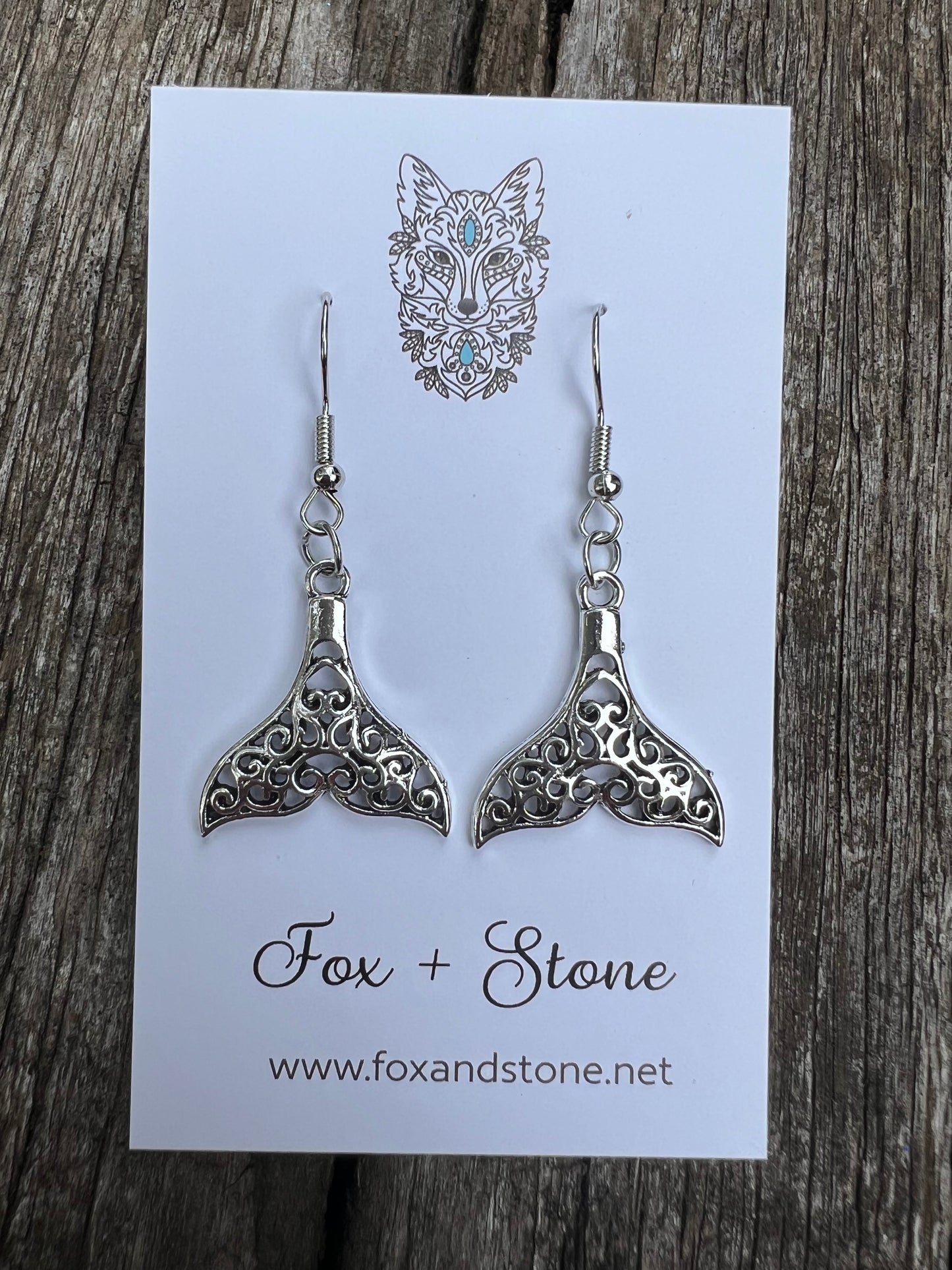 Filigree Silver Whale Tail Earrings