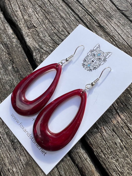 Garnet Swirl Oval Teardrop Dangles