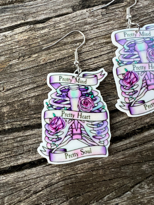 Pretty Purple Heart Halloween Earrings