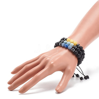 Blue Jasper Lava Hematite Gemstone Bracelet