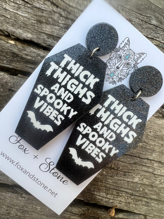 Thick Thighs Spooky Vibes Earrings