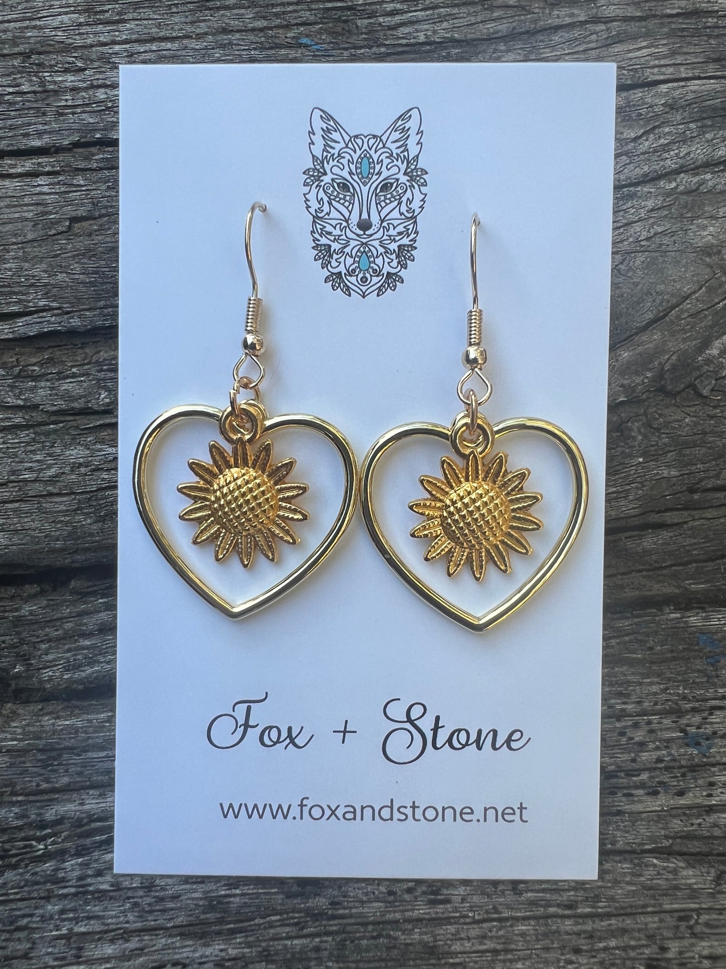 Sunflower Love Gold Hearts Dangles