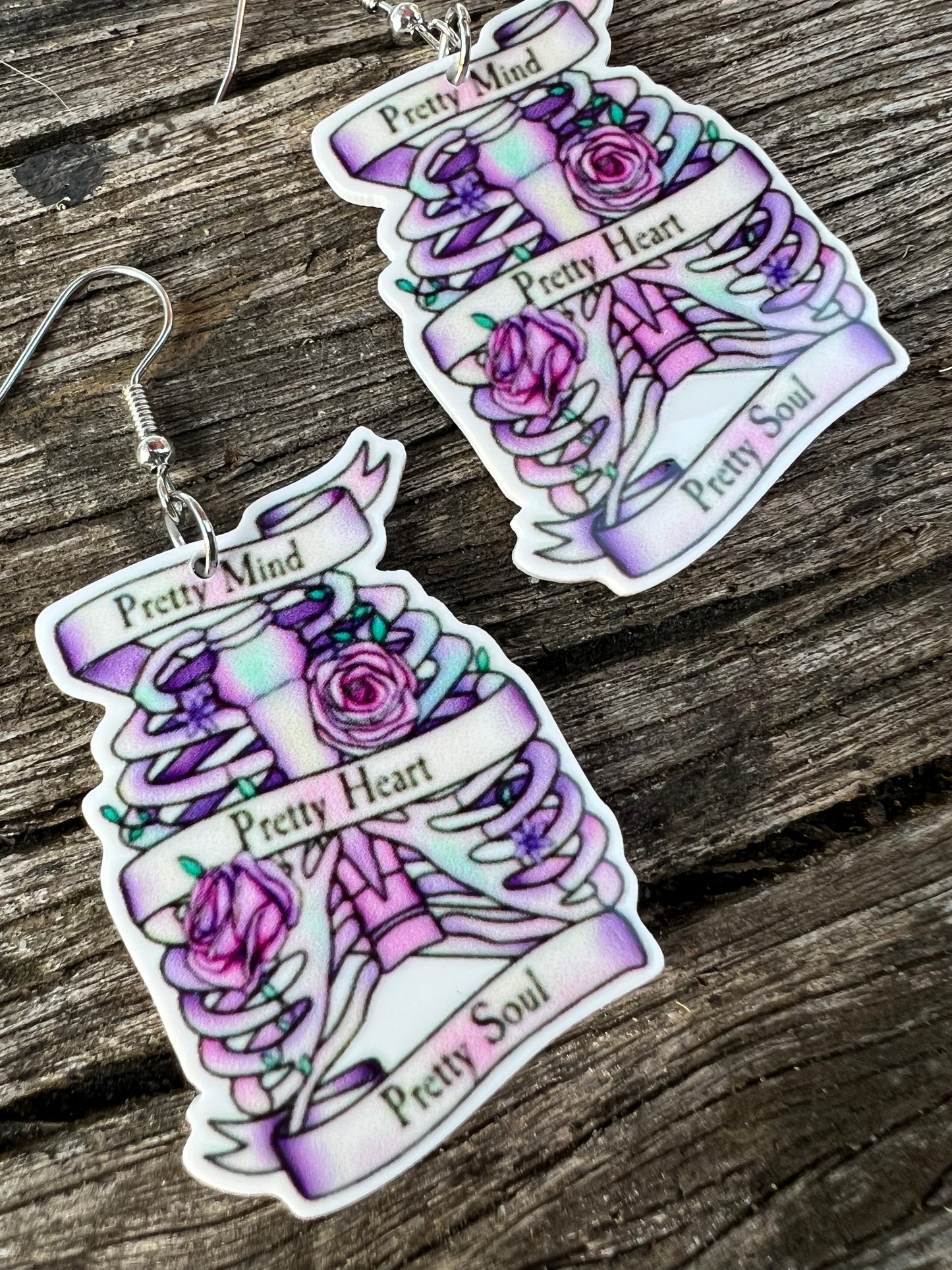 Pretty Purple Heart Halloween Earrings