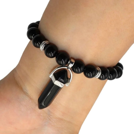 Onyx Gemstone Bullet Bracelet