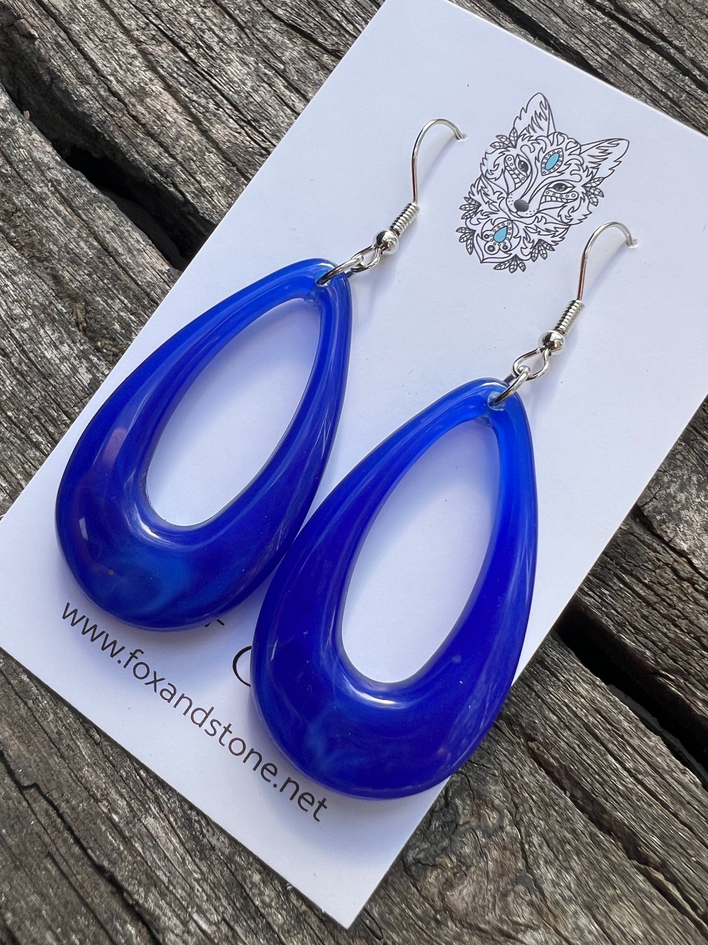 Bright Blue Oval Teardrop Dangles
