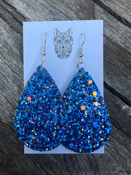 Blue Lushious Sparkle Sequin Earrings