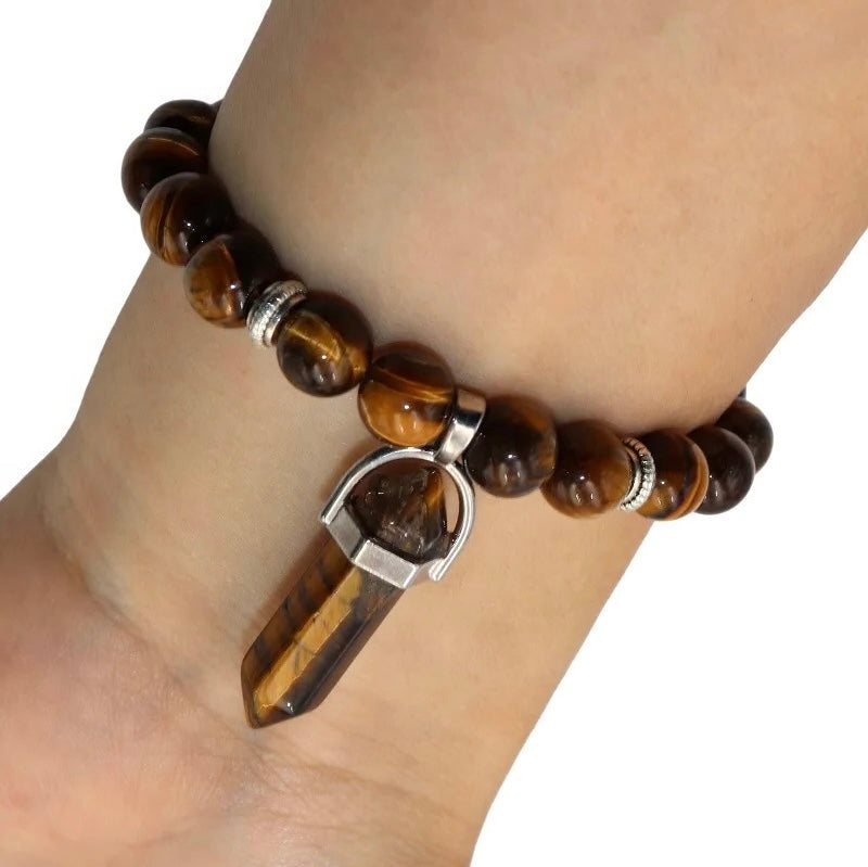 Tigers Eye Gemstone Bullet Bracelet