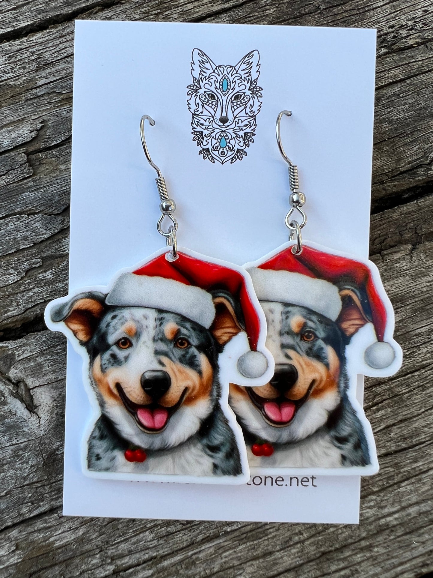 Cattle Dog Santa Hat Dog Earrings