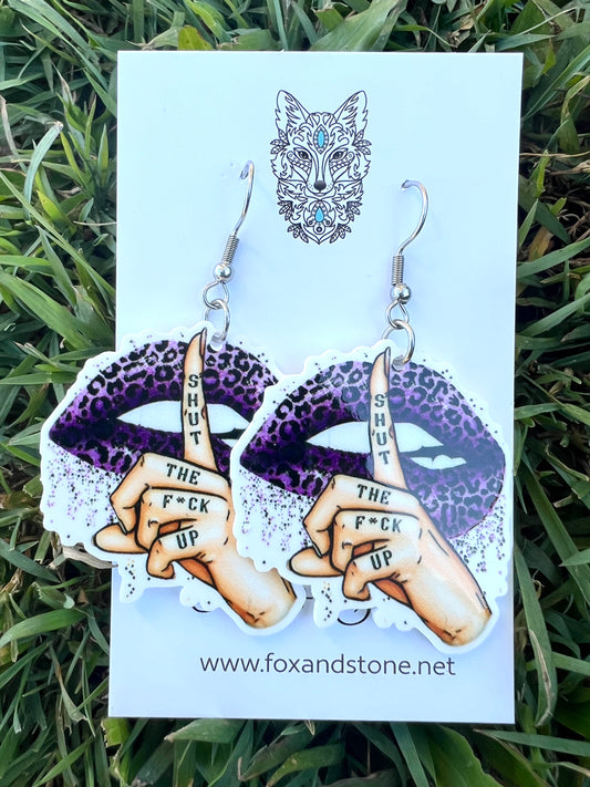 Shut The F#ck Up Lux Purple Earrings